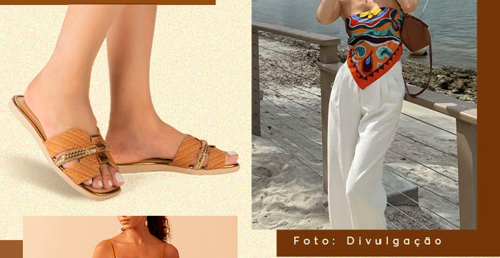 Slide Dakota com Tramados Caramelo