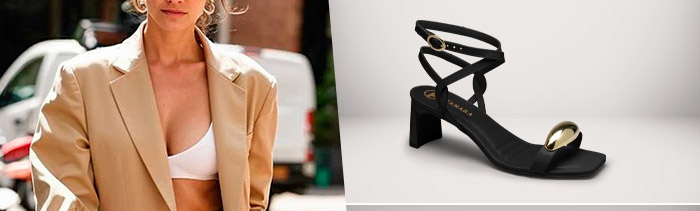 Sandália Tanara de Salto Bloco Preta